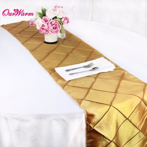 Elegant Stain Table Runners for Wedding Decoration 30*275cm Wedding Table Runner Pintuck Square Table Cloth Party Decorations
