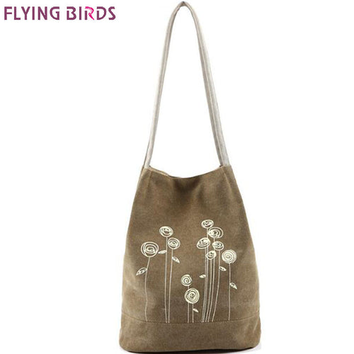 FLYING BIRDS printing canvas bag women handbag women's bags girls shoulder bag high quality fashion pouch bucket bags  A351fb