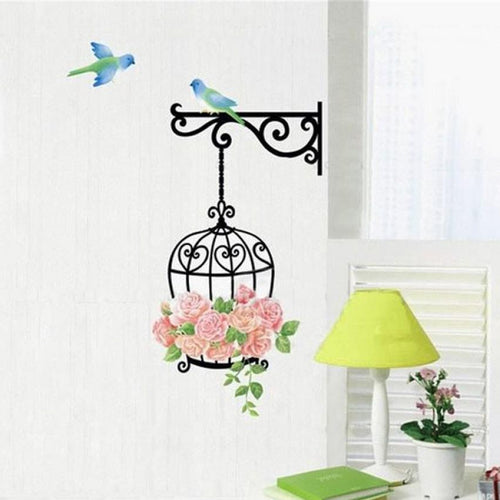 Super Deal 2015 New Fashion Rose Flower Bird Wall Decal Sticker Home Decor Vinyl Removeable Mural Sticker Hot Selling