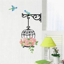 Super Deal 2015 New Fashion Rose Flower Bird Wall Decal Sticker Home Decor Vinyl Removeable Mural Sticker Hot Selling