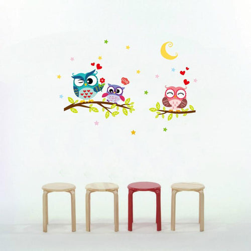 cartoon decals owl wall art diy children sticker wall stickers home decor living room pegatinas de pared