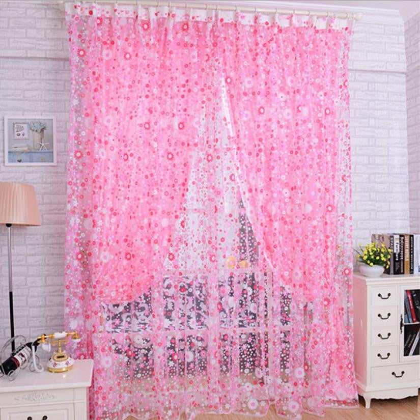 curtains for living room 2015 Beautiful Print Floral Door Sheer Window Curtains Room Curtain Divider 2m x 1m for window curtain