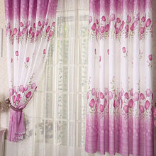 European and American Style curtains for living room Tulip Flower Calico Finished Product Cloth Window Screens Curtain cortinas