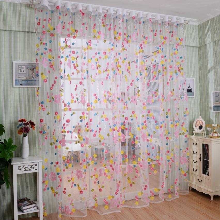 Super Deal Best seller Window Room Curtain Print Floral Printed Tulle Voile Door Window Curtain home decor Free Shipping