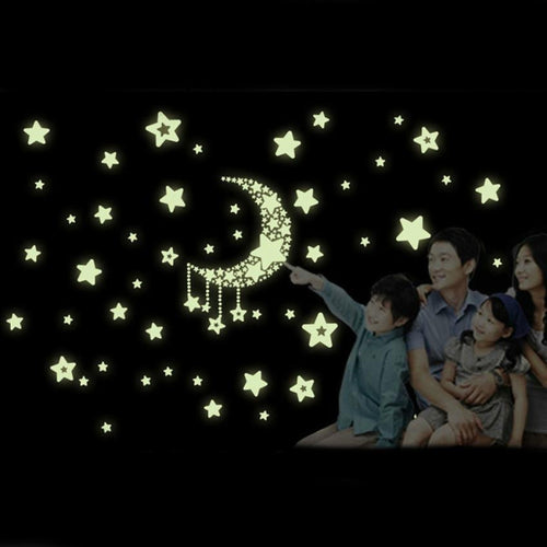 Moon Stars Removable Night Glow  in the Dark home decor XT