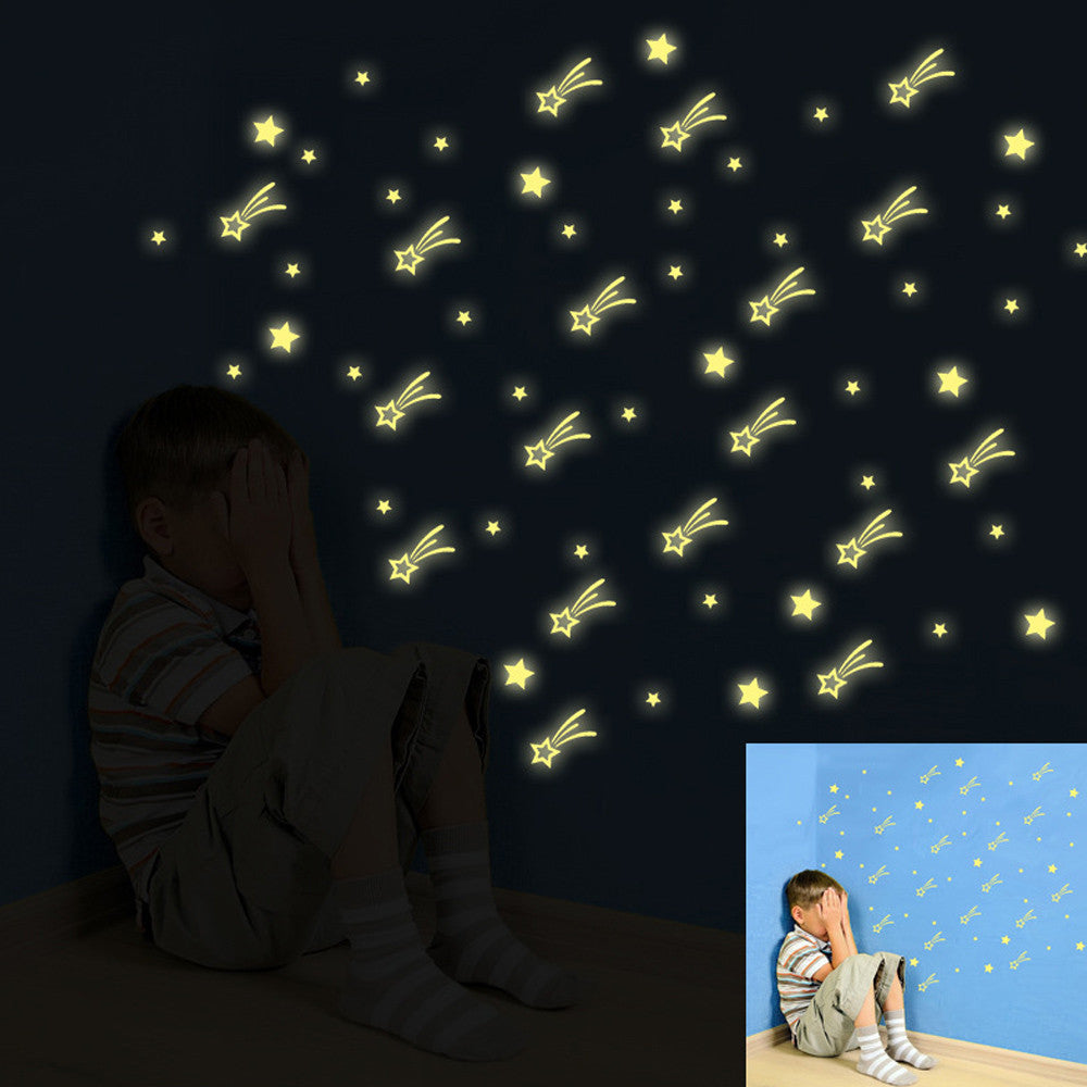 Kids Bedroom Fluorescent Glow In The Dark Stars Wall Stickers