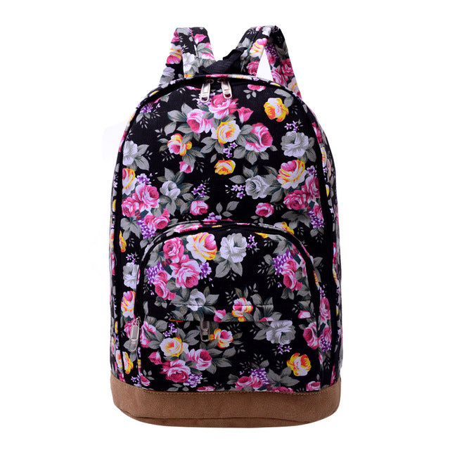 Chinese Style Flower Printed Backpack Women Canvas Large Capacity Colorful Street Travel Back Pack Bag Schoolbags