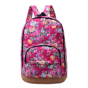 Chinese Style Flower Printed Backpack Women Canvas Large Capacity Colorful Street Travel Back Pack Bag Schoolbags