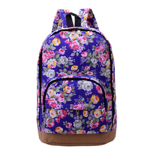 Chinese Style Flower Printed Backpack Women Canvas Large Capacity Colorful Street Travel Back Pack Bag Schoolbags