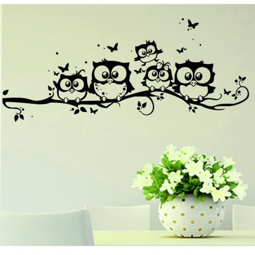 Kids Vinyl Art Cartoon Owl Butterfly Wall Sticker Decor Home Decal