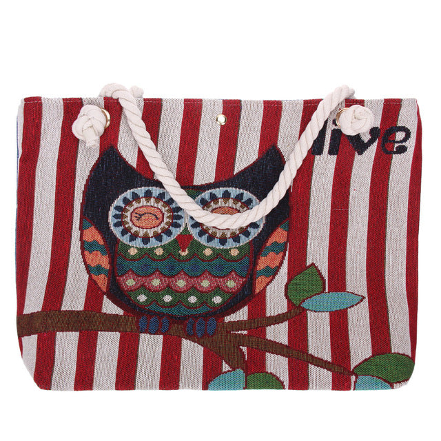 New Women Canvas Bag Braided Strap Cartoon Animal Printed Shoulder Bag Cartoon Printing Large Capacity Canvas Handbag Tote