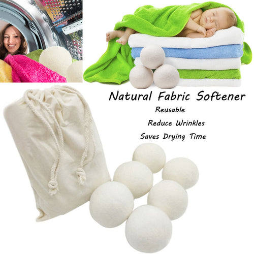 Sheep 6-Pack Premium Wool Dryer Balls Reusable Natural Fabric Softener 6CM
