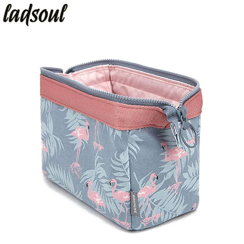 LADSOUL 2018 Fashion Cosmetic Bag High Quality Makeup Bag Flower Printing Organizer Bags Canvas Portable Storage Bags A1350/g