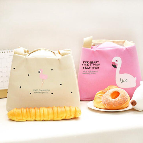 Girl Portable Insulated Lunch Bag Cartoon Flamingo Cooler Bags Thermal Food Picnic Lunch Bags Women Kids Lunch Box Tote