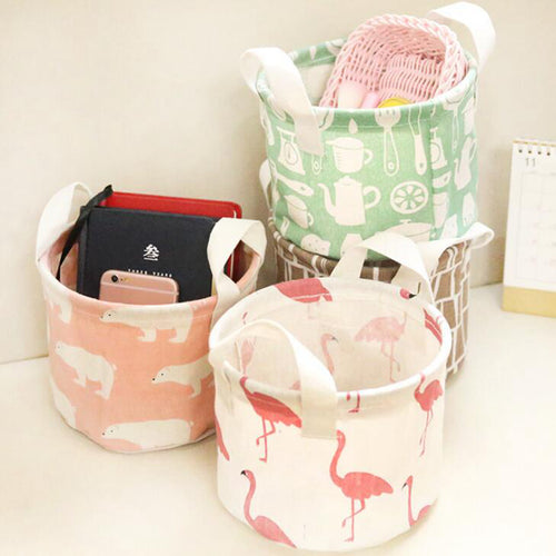 Women Cosmetic Bag Cartoon Animal Flamingo Linen Organizer Box Case Makeup Bag Portable Travel Toiletry Make Up Wash Kit Case