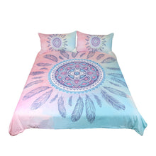 Mandala Bedding Set Pink and Blue Duvet Cover With Pillowcases