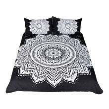 Mandala Print Bedding Set  Floral Duvet Cover Black and White Bohemian