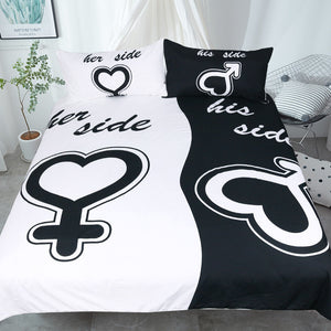 BeddingOutlet His & Her Side Bedding Set Black and White Couple Duvet Cover Set