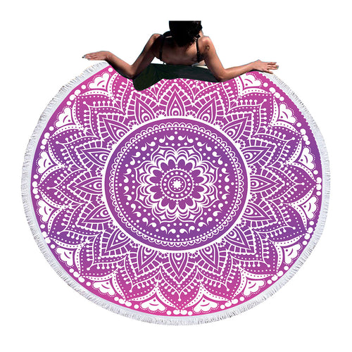 BeddingOutlet Boho Mandala Round Beach Towel Tassel Tapestry Girls Yoga Mat Bohemian Flower Toalla Blanket