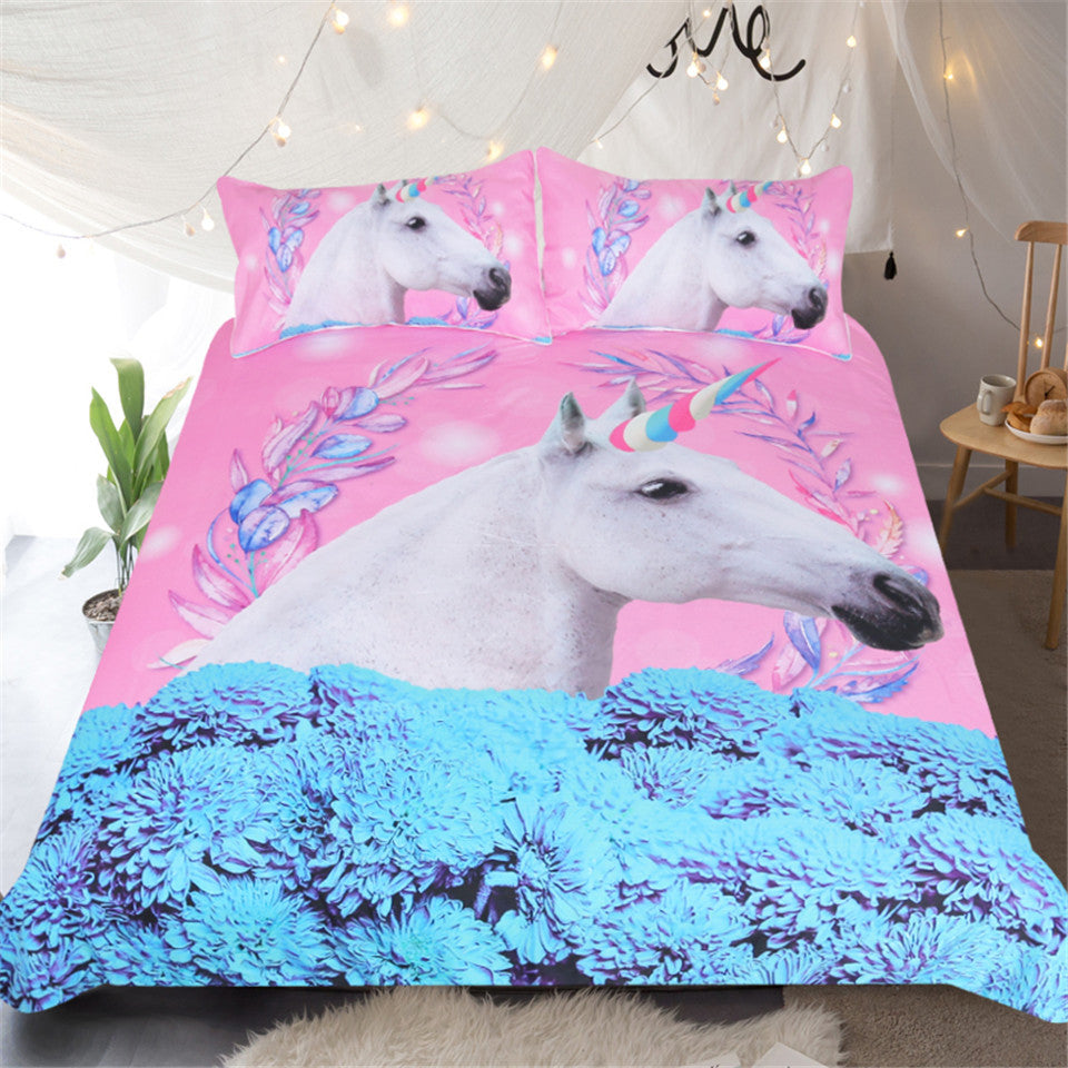 Unicorn Bedding Set  Duvet Cover Set  3-Piece