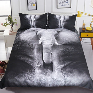 BeddingOutlet Elephant Bedding Set 3D Printed Duvet Cover Black and White Bed Cover Photography Bedclothes 3pcs