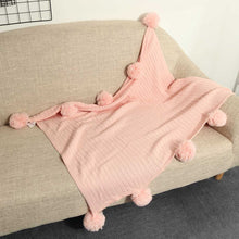 Cotton Pom Poms Blanket 90x90cm Throw Lounge Cover Mat Carpet Knitted Quilt Bedsheet Home Office Bedding Decoration Textiles
