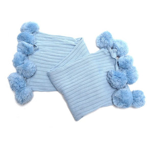 Cotton Pom Poms Blanket 90x90cm Throw Lounge Cover Mat Carpet Knitted Quilt Bedsheet Home Office Bedding Decoration Textiles