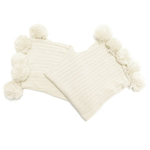 Cotton Pom Poms Blanket 90x90cm Throw Lounge Cover Mat Carpet Knitted Quilt Bedsheet Home Office Bedding Decoration Textiles