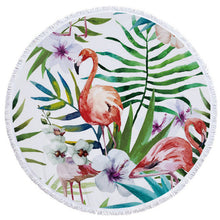 Round Flamingos Mandala Tapestry 150cm Summer Beach Towels Bedspread Yoga Mat Blanket Home Decoration Wall Hanging with Tassel